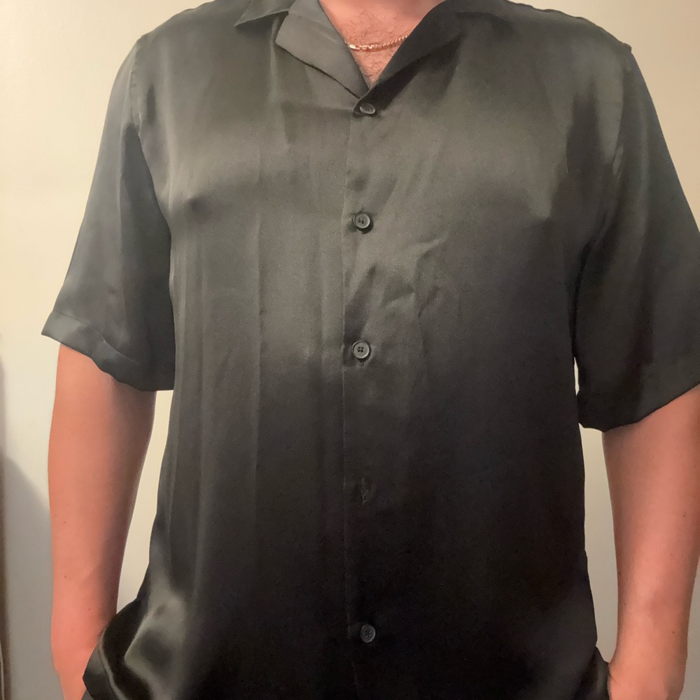Silky Black Button-Up Shirt